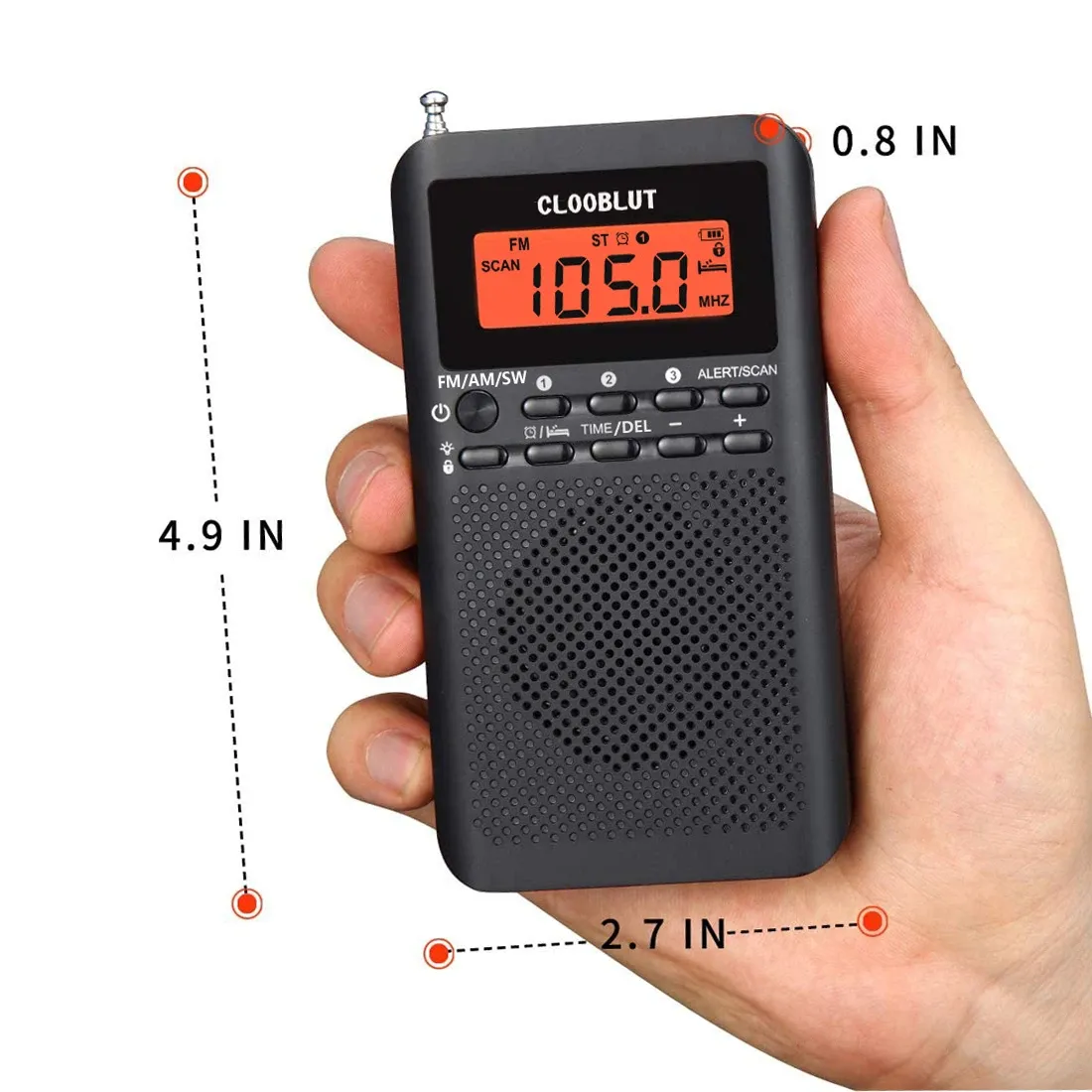Radio FM/AM/SW Radio Tragbarer Akku mit 2 AA mit Stereo -Kopfhörer, LCD -Display digital