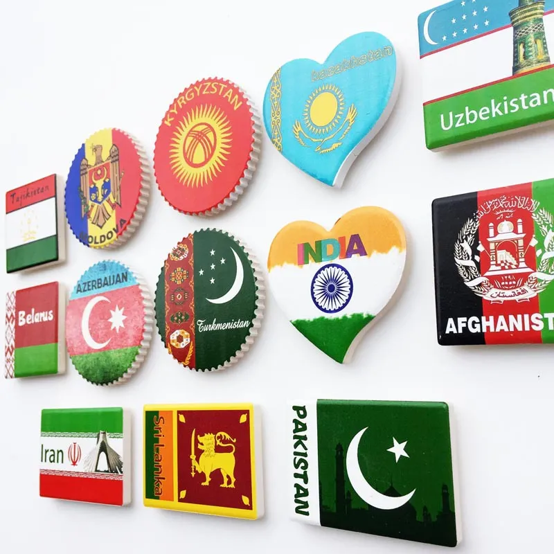Kraje azjatyckie flagi narodowe naklejki na lodówki Kreatywne Iran Afganistan Indie Flagi Flagi Magnety