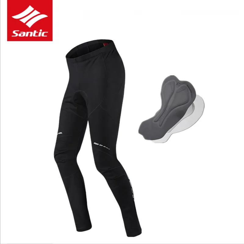 Calça de ciclismo de inverno santic masculino lã à prova de vento 4d pad mtb bike calças esportes ao ar livre calças refletivas mantêm conjuntos de ciclismo quente