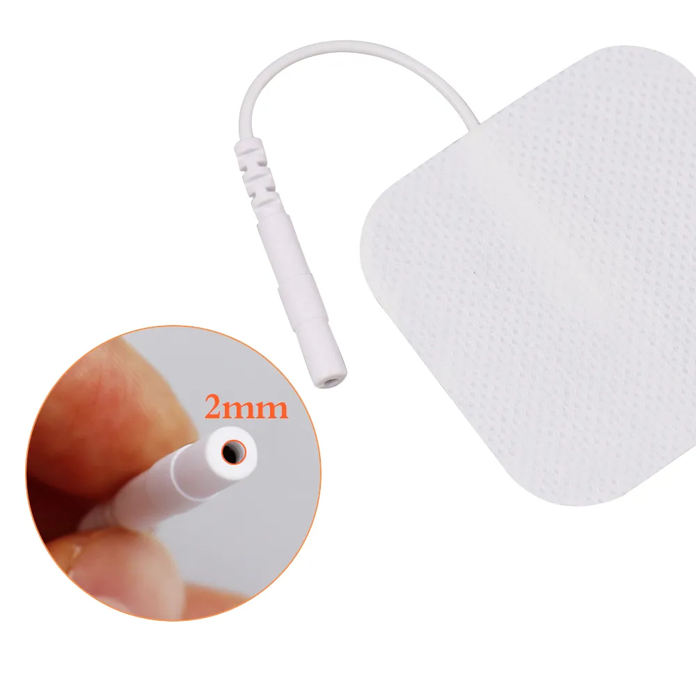 almohadillas de electrodos de 50/100 Piezas ، Aguja Blanca de 4x4 cm ، Enchufe de 2 mm ، reactulador neuromugular no tejido tens ems ، fisioterapia adelgazante