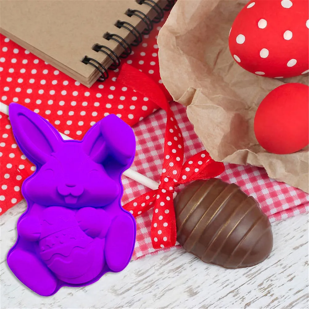 Пасхальные крупные кроличные формы Diy Bunny держит яичный силиконовый пирог для выпечки плесени Пасха