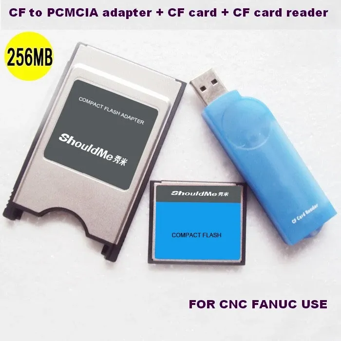 Lecteurs CF Carte 256 Mo à l'adaptateur de carte PCMCIA et lecteur de carte CF 3 en 1 combo pour l'industrie FANUC Utilisation de la mémoire