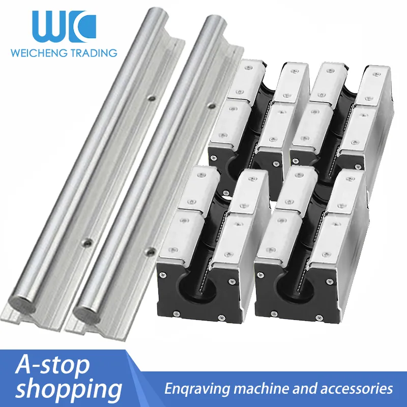 2pc Linear Guide SBR30 Aluminum Bracket Light Shaft Heavy Slide Rail 1200-2550MM+Dust-Droof Pressure Plate Slider Bearing Block