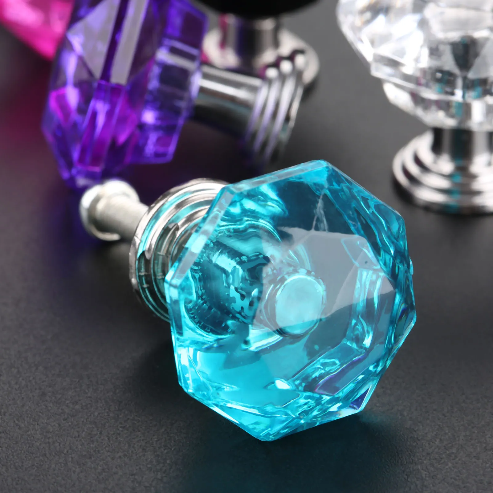 1pc Door Knobs and Handles for Cabinet Kitchen Cupboard Drawer Pulls 24*24mm Crystal Handle