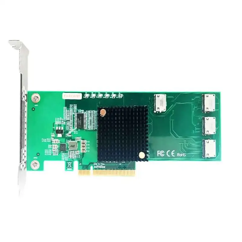 Cartes Ceaccent anol4pe08 nvme U.2 SSD à PCIe Riser Card PCIE3.0 X8 Quad Port OCULINK SFF8611 Prise en charge 4x NVME (PCIE3.0 X4, 4GB / S)