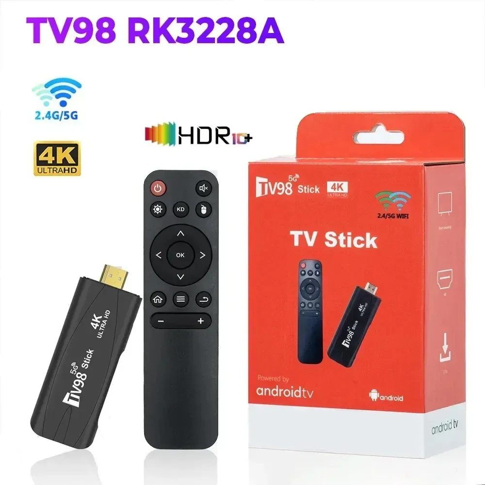 Box TV98 RK3228A SMART TV Stick Android 7.1 2.4G/5G Band Dual WiFi TV Stick 4K HD 8GB/16GB Media Player Smart Android TV