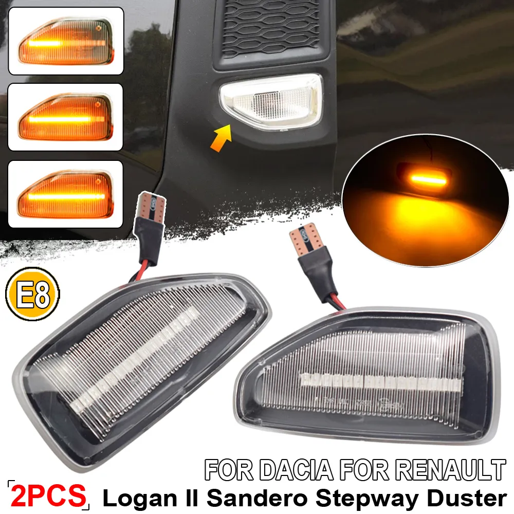 LED Dynamic Side Marker Light Arrow Turn Signal Blinker Lamps för Dacia Logan 2 Sandero 2 Duster 2 Renault Stepway