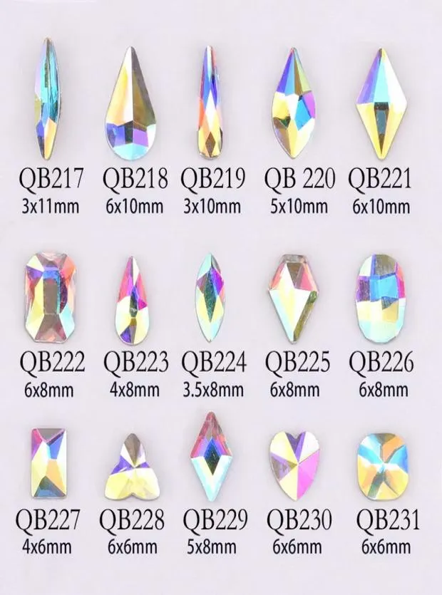 20pcs Crystals Nail Diamond Stone Strass Ab Glass Rhinasones pour ongles 3D DÉCORATIONS ART FOURNES BIELLIR QB217246A6450314