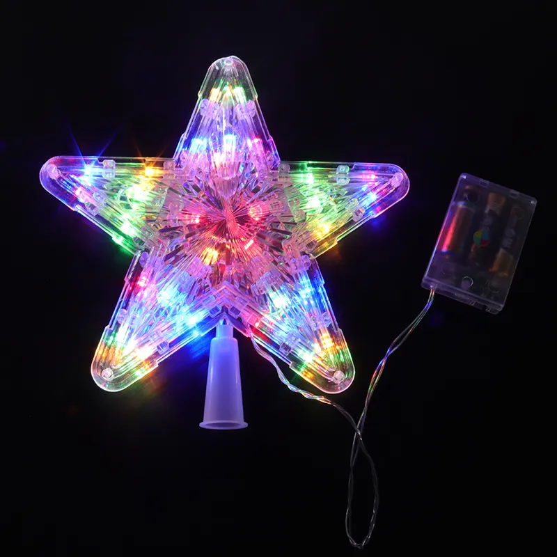 Topper a stella illuminata a LED da 9 pollici Light Topper Light Up Star Xmas Topper Topper Ornament Navidad Christmas Home Decoration