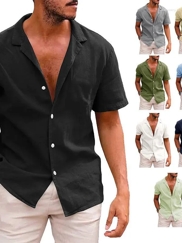 Casual shirts voor heren Solid Color Polo Collar Plus Size American-Style shirt in korte mouwen