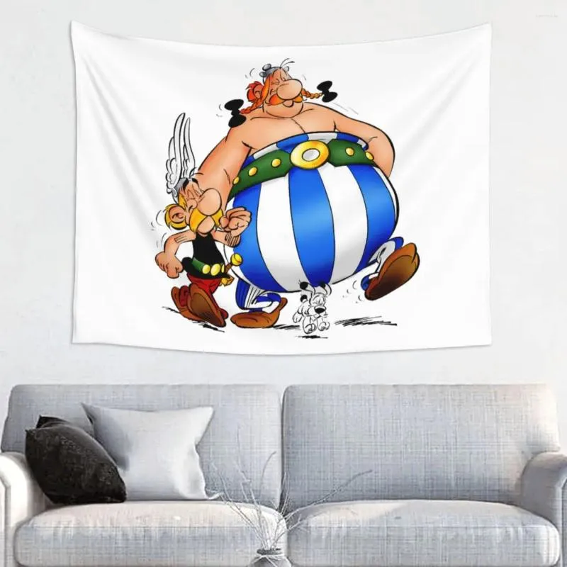 Tapisseries Hippie Anime Asterix Obelix Idefix Tapestry Mur suspendu décoration de chambre à la maison Décoration de la chambre