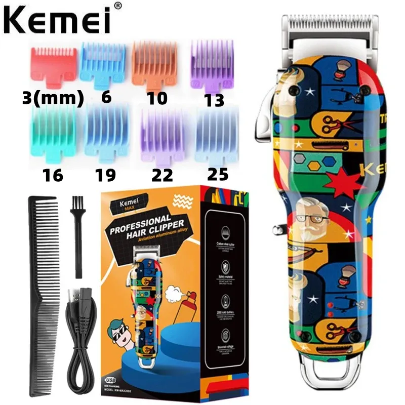 Trimmers Kemei Recortador de cabello recargable para hombres Electrice Professional Cabellado Barba Potente máquina de corte de cabello Ajustable