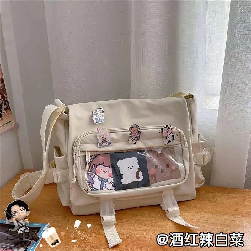 Japanska kawaii crossbody väskor för kvinnor transparent ficka itabag student axel väska handväskor bokpåse jk ita väska flickor bolsa