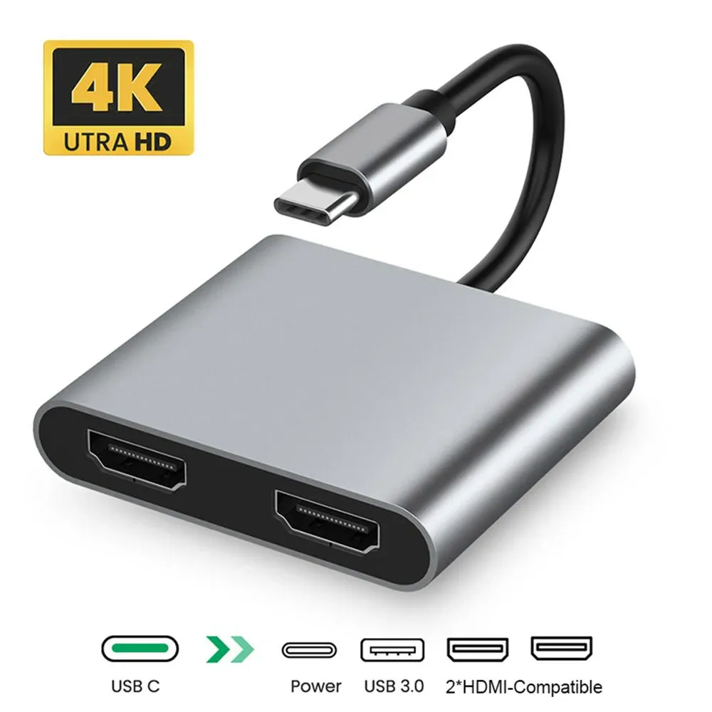 Nav typec till HDMicompatible Docking Station Splitter Adapter 4K 60Hz USB C Hub Screen Expansion för MacBook Laptop Phone Computer