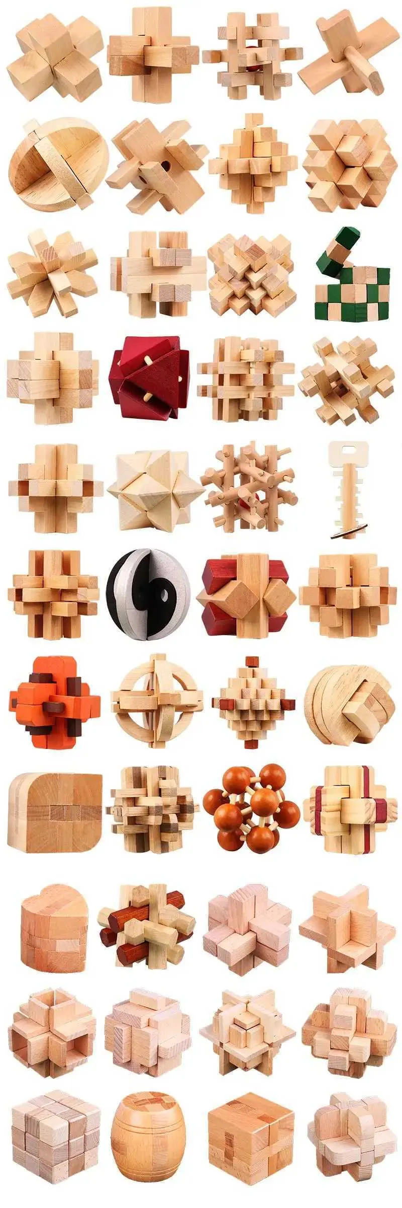 Wooden 3D Tangram Puzzle - Brain Teaser IQ Game for Adults & Kids ...