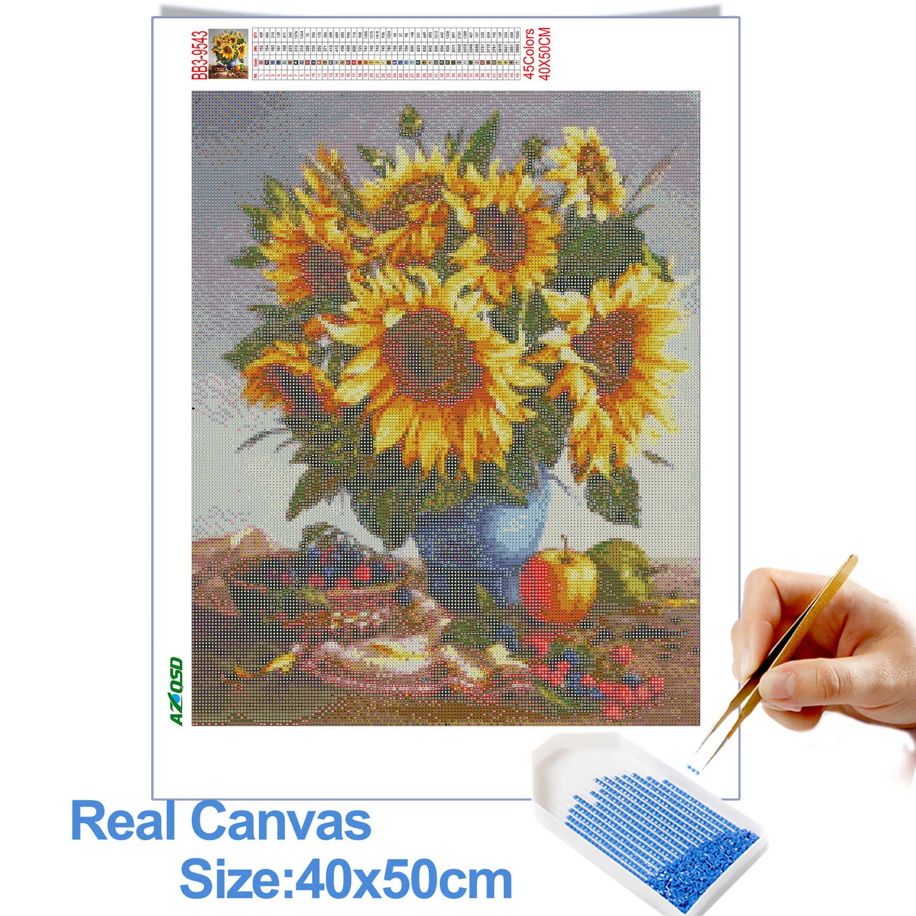 Azqsd Diamond Painting Sunflower Cross Stitch Diamond Emlasdery Flower Mosaic Handmade 5D DIY изображение со стразами