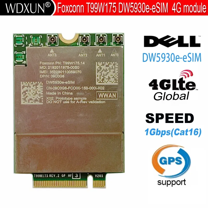 بطاقات Foxconn T99W175 DW5930EESIM X55 5G MODULE DP/N 0CGXHG 1GBPS CAT 16 لـ DELL LATIDED 5430 7330 7430 7760 9420 9520