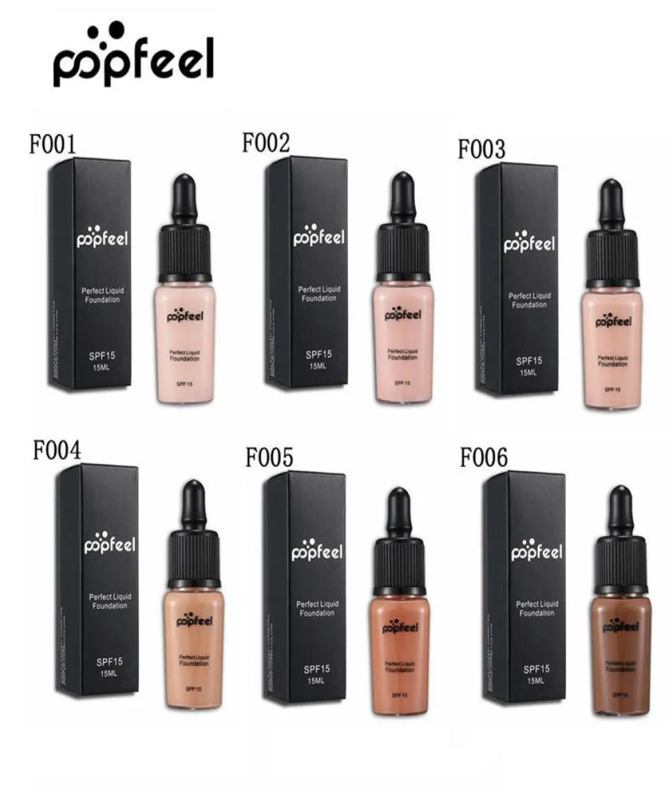 POPFEEL Perfect Liquid Foundation 15ml Schöne Kosmetik -Make -up 6 Farben Aufhellen Concealer Foundations Ship9502523