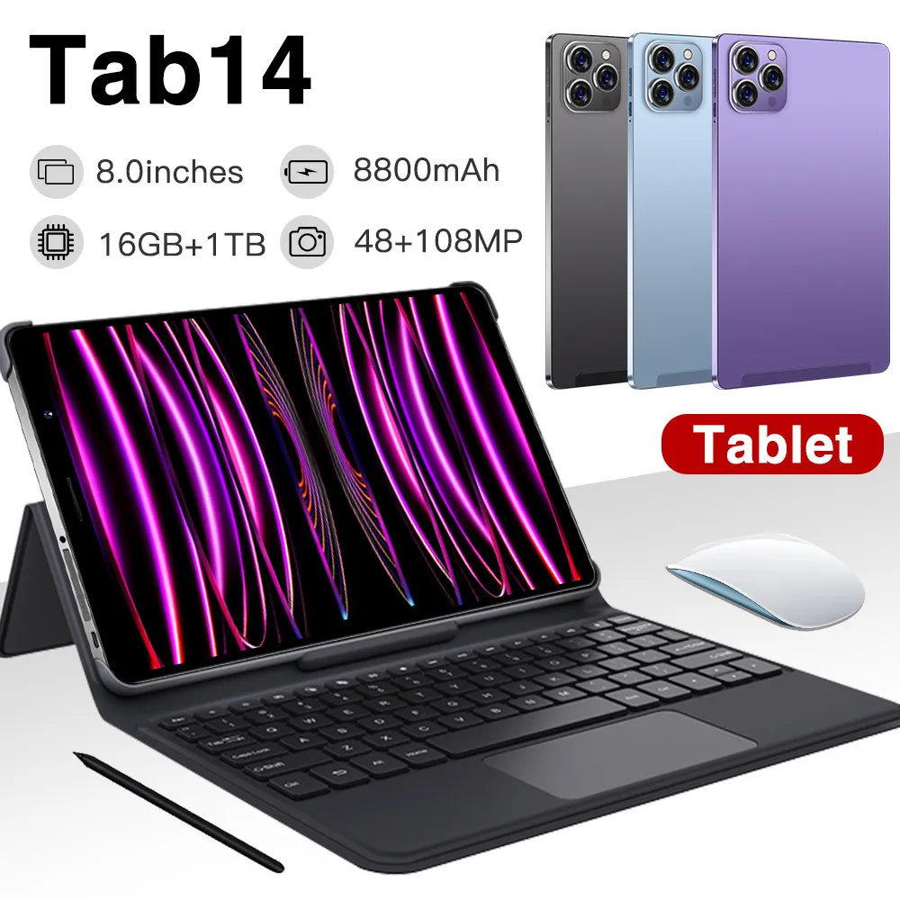 TAB14 Nouvelle arrivée transfrontalière en stock 8 pouces écran HD complet 1 16 tablette informatique 3G appelez la livraison d'usine de formation du commerce extérieur