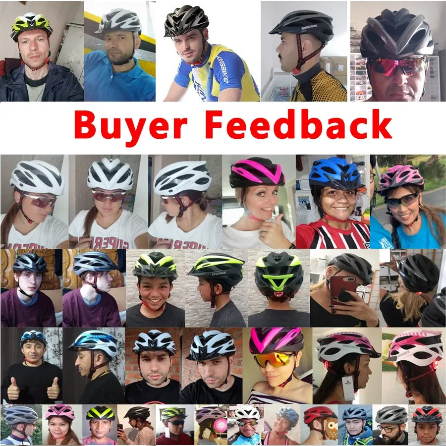 Kingbike Mtb Ny cykelkvinna eller man hjälm Integrerad gjutning Back Warn Light Road Bicycle Ultra-Light Breathabl Safety Helmet