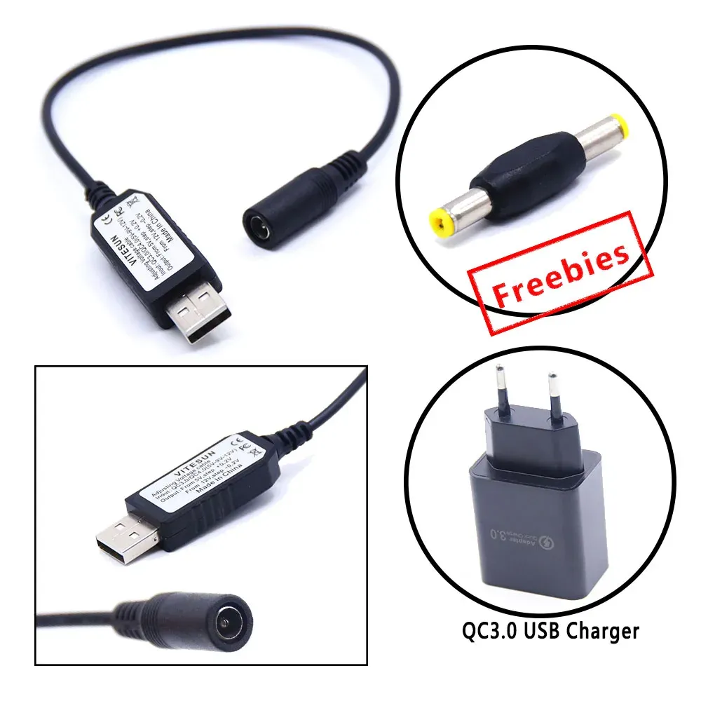 Ładowarki QC3.0 Szybka ładowarka 5V12 V 0,2 V Krok 7.2 V 7,4 V 8V 8,4 V 9V 11 V Adapter zasilający AC Regulowany napięcie Kabel USB dla modemu routera DIY