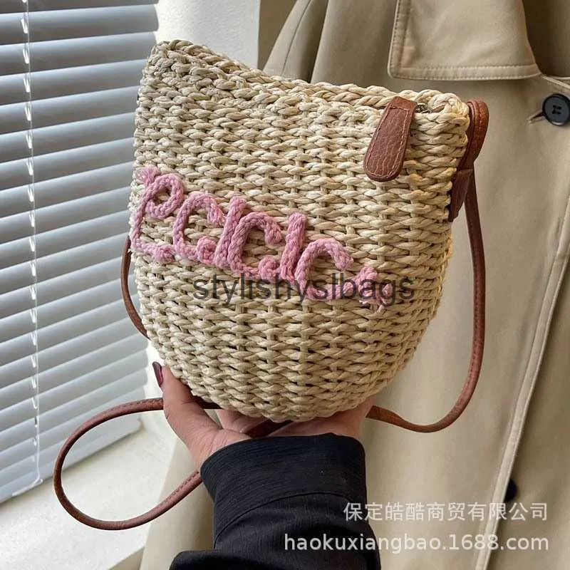 Cross Body Evening Bags Summer Beach Vacation Instagram Cute Girl Bag 2024 New Simple and Fashionable Grass Woven Shoulder H240410