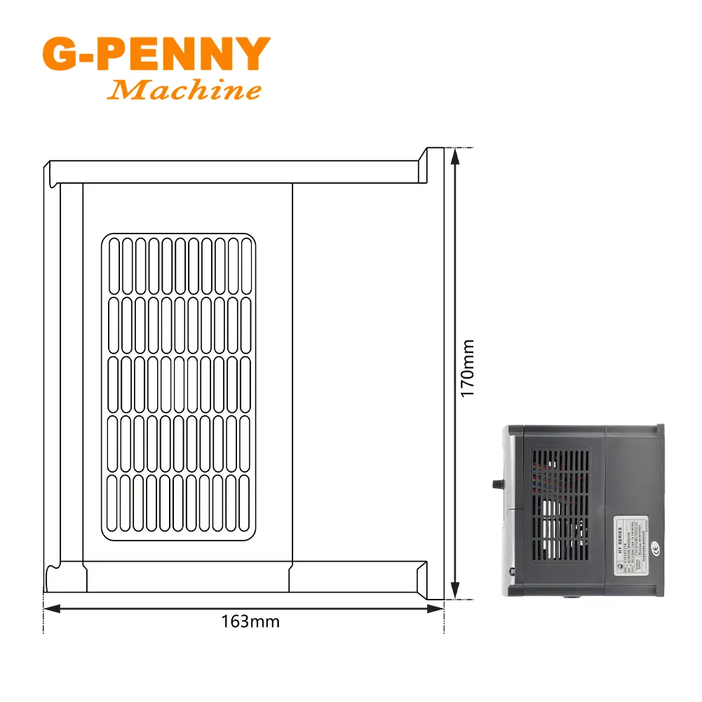 2,2 kW Huanyang 110V / 220V / 380V Invertisseur CNC Spindle Motor Speed Control Variable Frequency Fréquence Drive 0-400Hz 3P Sortie