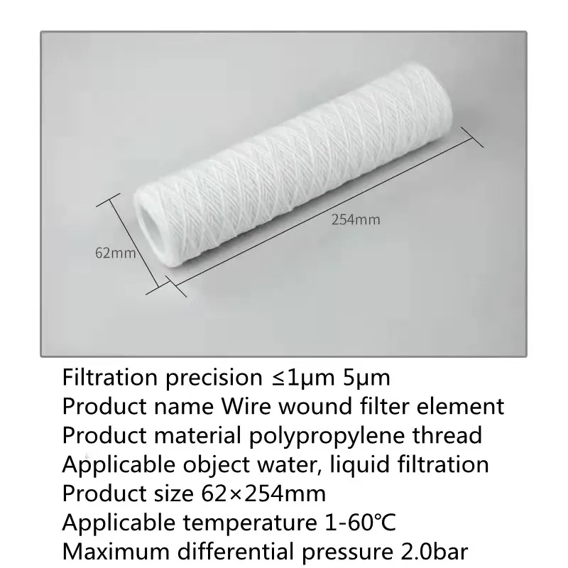 5 mikrometer 10 x 2,5 tums sträng sår sediment vattenfilterkassett hela hus sediment filtrering, universell ersättning f