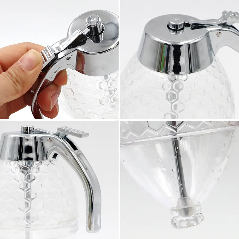 8oz Glass Bottles With Lids CLEVLI 8oz Glass Honey Dispenser With Airtight Lid & Exclusive Silicone Mat – Container For Honey, Syrup & Sauces Bottle | Mess-Free, Easy-Pour Design Jar| Premium Quality