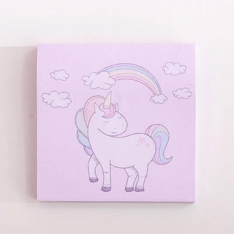 4 szt. 80 stron Kawaii Rainbow Unicorn Sticky Notes Creative Post Notepad Cute DIY Memo Pad Burets School Pigienieria