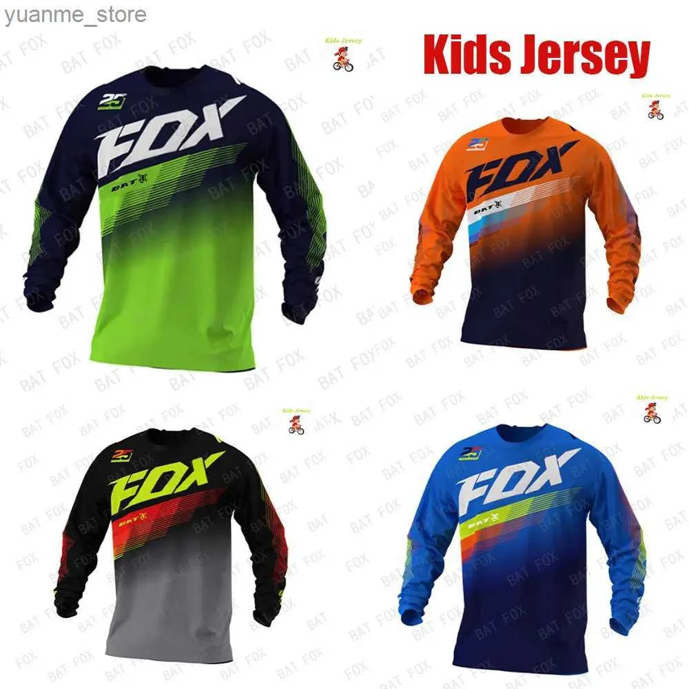 Les chemises cyclables tops Kids Motocross Downhill Cycling Jersey Off Road Racing T-shirt Bat Bike Jersey Motocross DH Kids Clothing Y240410