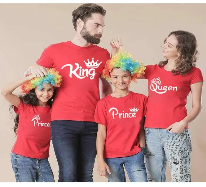 Mommy And Me Tshirt Family Matching Outfit Father Mother Daughter Son Baby Boys Girls Clothes Female Lady King Queen Prince Princ3431266