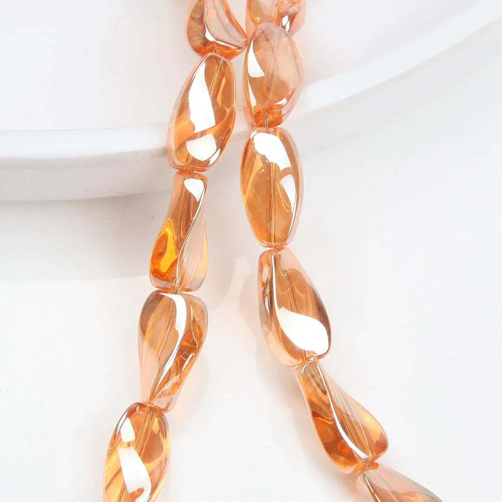 20 -stcs 9*17 mm Twist Glass kralen onregelmatige charmes voor sieraden maken voorraden kettingbevindingen