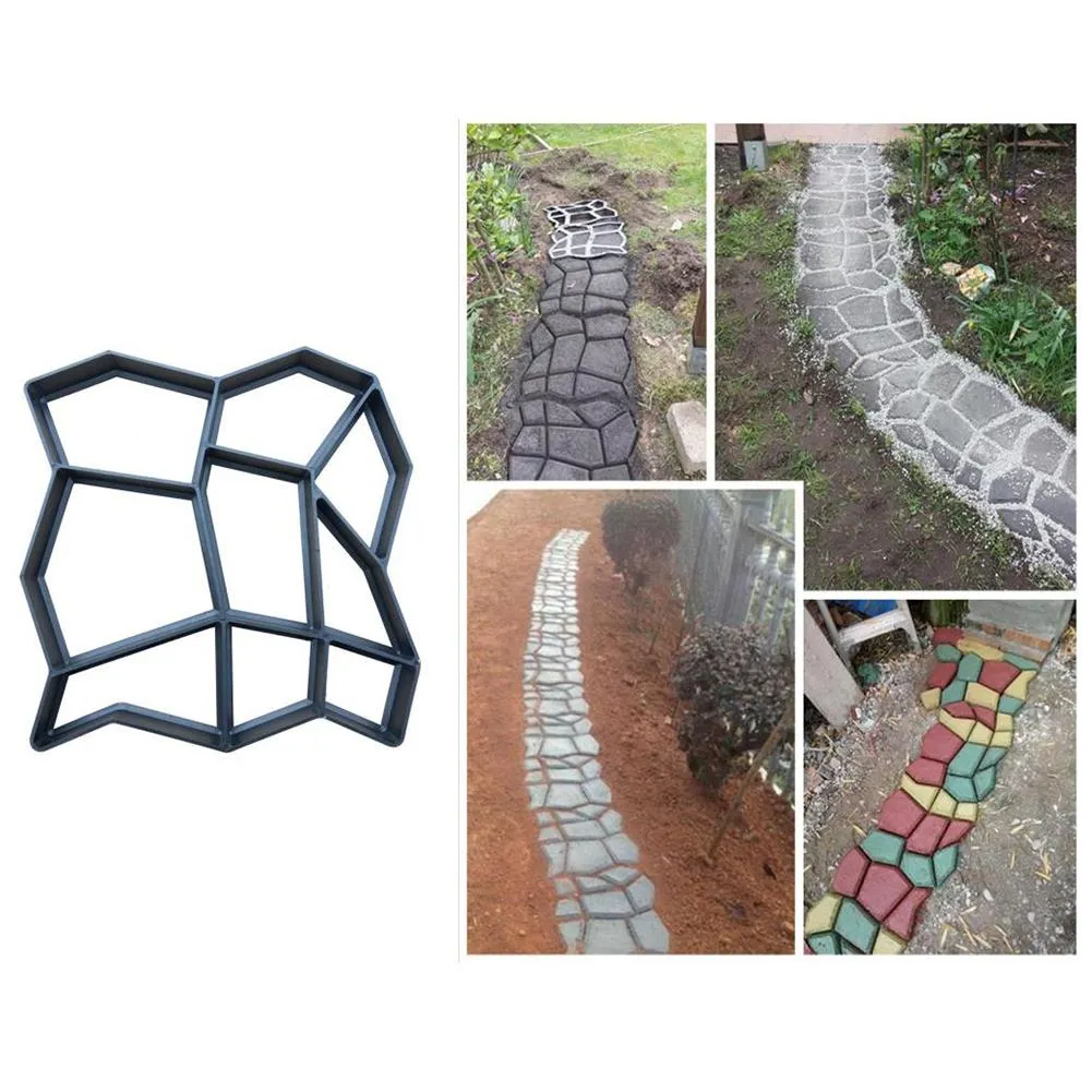 Pave Garden Reutilisable Diy Stone Road Concrete Ciment Brick Paving Pavement Moule Practical Garden Buildings