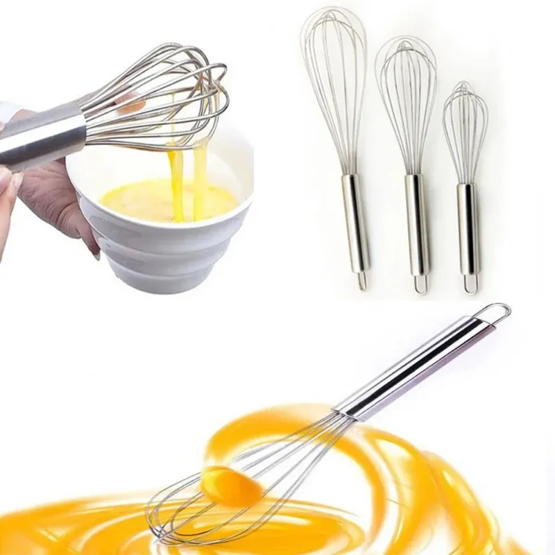 8/10/12 Inches Stainless Steel Balloon Wire Whisk Manual Egg Beater Mixer Kitchen Baking Utensil Milk Cream Butter Whisk Mixer