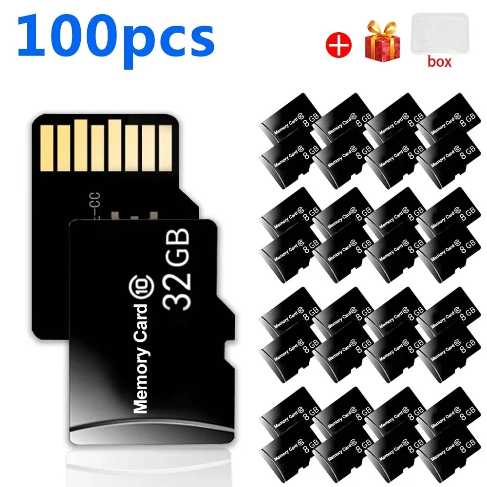 カード100PCS/ロットオリジナルSD 4GB 64GB 16GBメモリカードC10 TF SD Card for電話ドローンカメラミニTFカードギフト