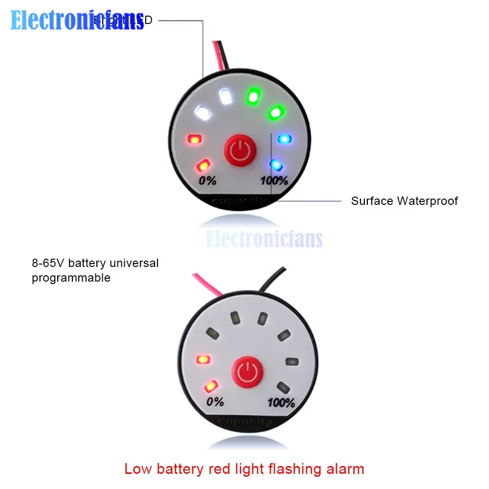 Indicatore della batteria a LED a 8 segmenti 4.2V 7.4V 12V 16,8 V 22V 24V 36V 36V LED LETIO Capacità di capacità di capacità del livello di visualizzazione