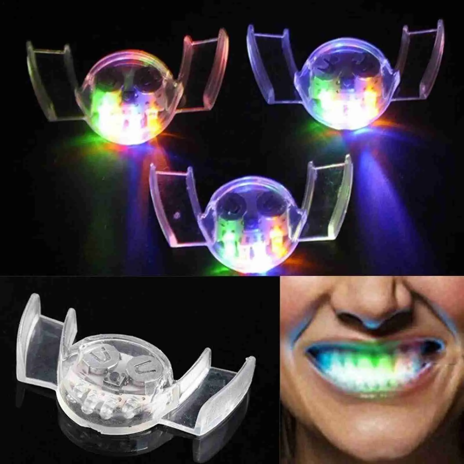 LED rave brinquedo 1 pcs criativo piscando LED LED BURCA BULE MOBILHO DE DENTES GLOW DE DENTES HALLOWEEN FESTE RAVE GLOW FESTIPS DESCOMPRIMENTOS DE TROOLHO 240410