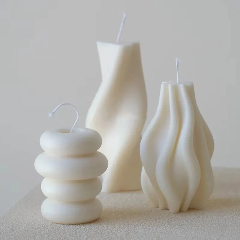DIY FALY Kolumna paska nowoczesna świeca geometryczna nieregularna falista wzór obrotowy silikonowy forma świec dla świec