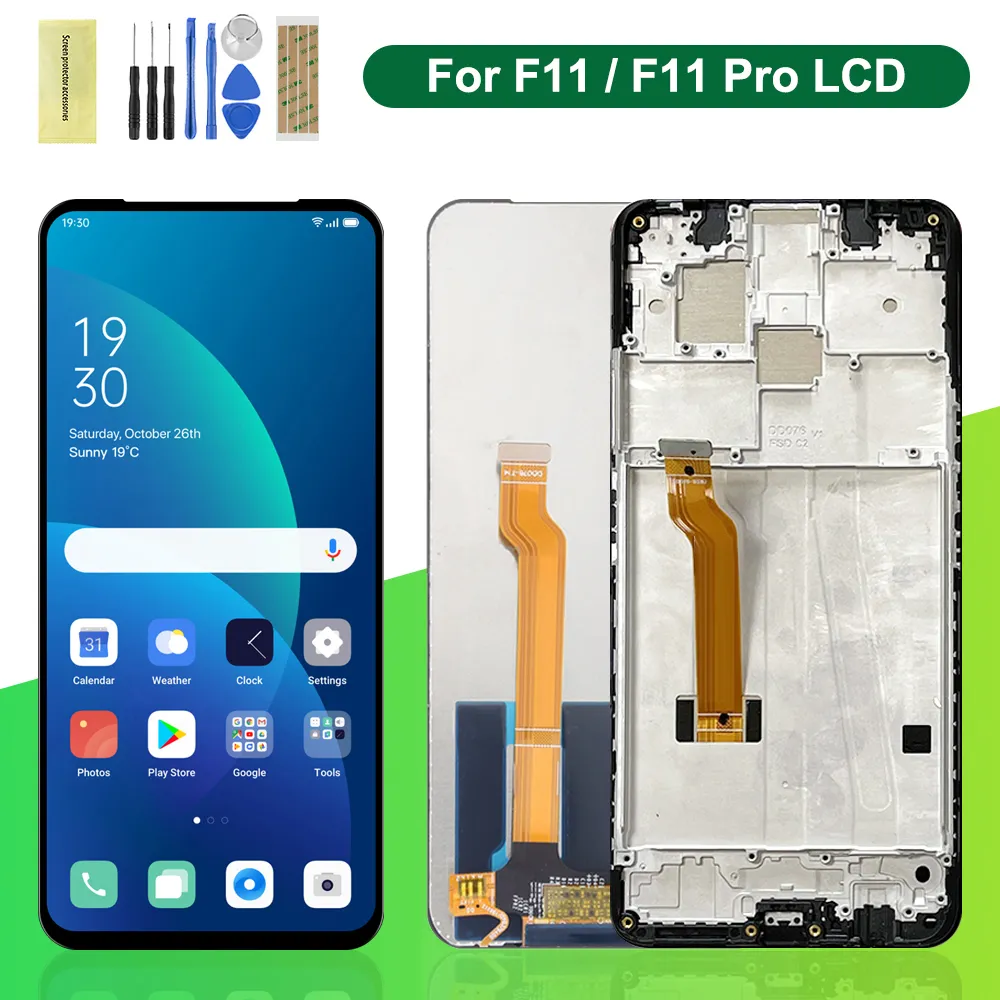 Display LCD + Touch Screen Per OPPO A9 / F11 (CPH1911/CPH1913) - Vetro Nero Con Telaio