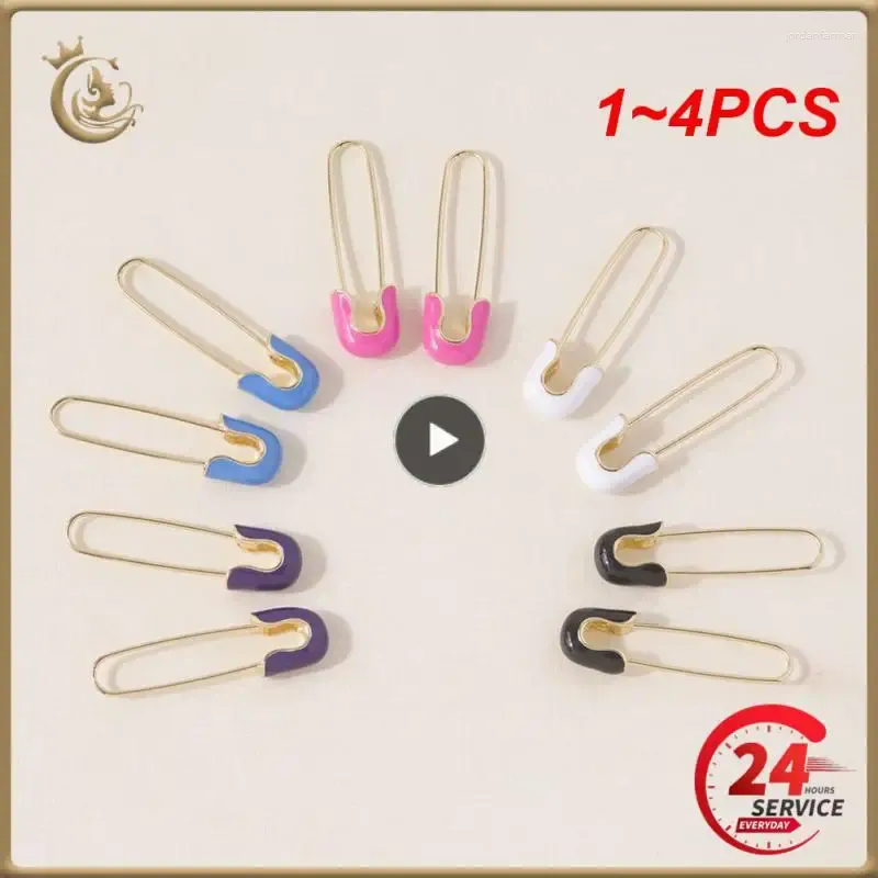 Bolzenohrringe 1-4pcs Einfache Design Punk Hip Hop Safety Pin Weiß/Schwarzer Ohrring für Frauen und Männer Party Schmuckgeschenk