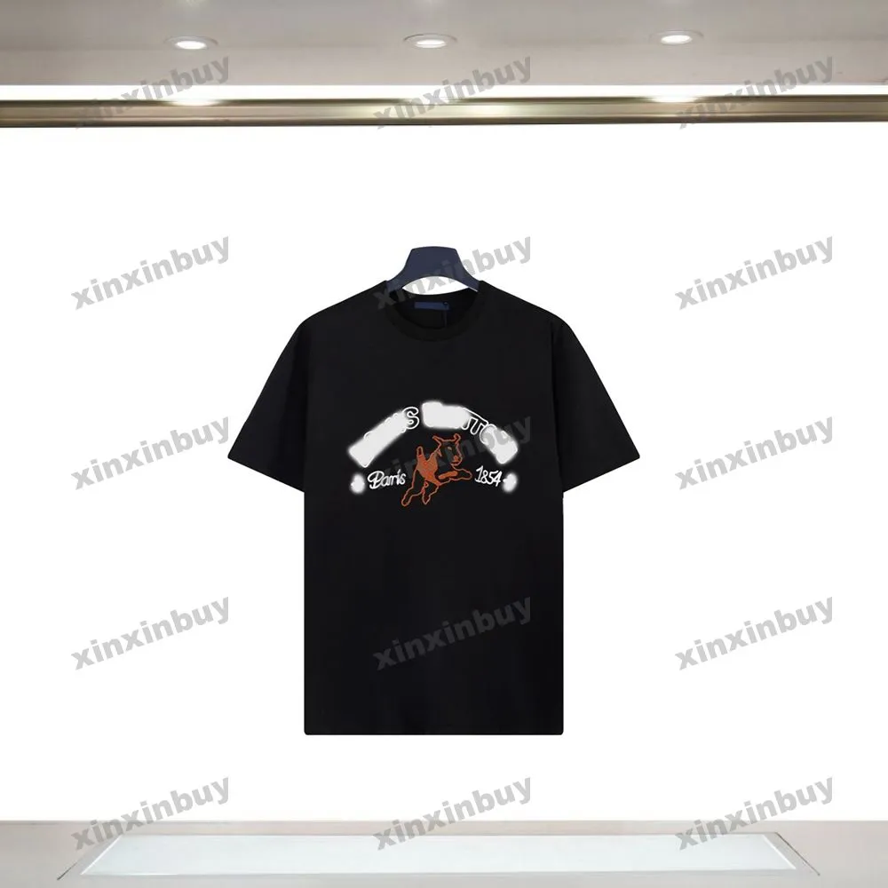 Xinxinbuy Men Designer Tee T Shirt 2024 Włoch Cow Letter haft haft z krótkim rękawem bawełniane kobiety szary czarny biały żółty m-2xl
