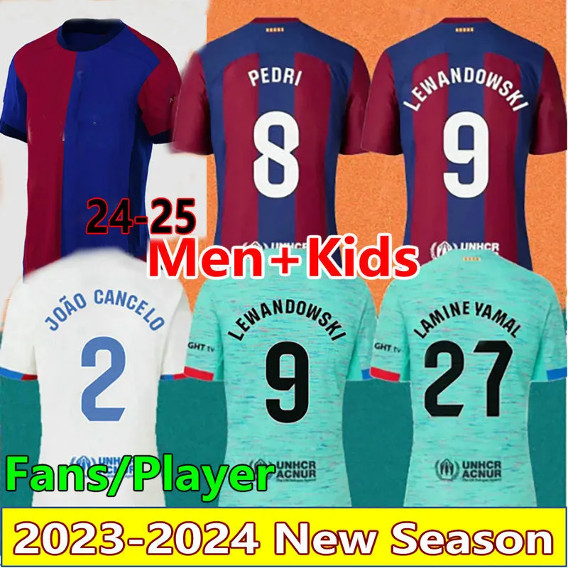 2024 Gavi Lewandowski Pedri Piłka nożna 23 24 25 25 Cubarsi Joao Felix Adansuta Gundogan F. de Jong Raphinha Lamine Yamal Camiseta de Foot Ferran Men Set Set Set