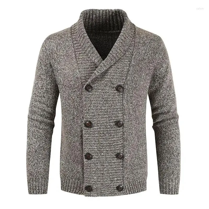 Men's Sweaters Fashion Winter Wool Cardigan Sweater Double Breasted Cashmere V Neck Men Large Size Long Pull Homme Clothing