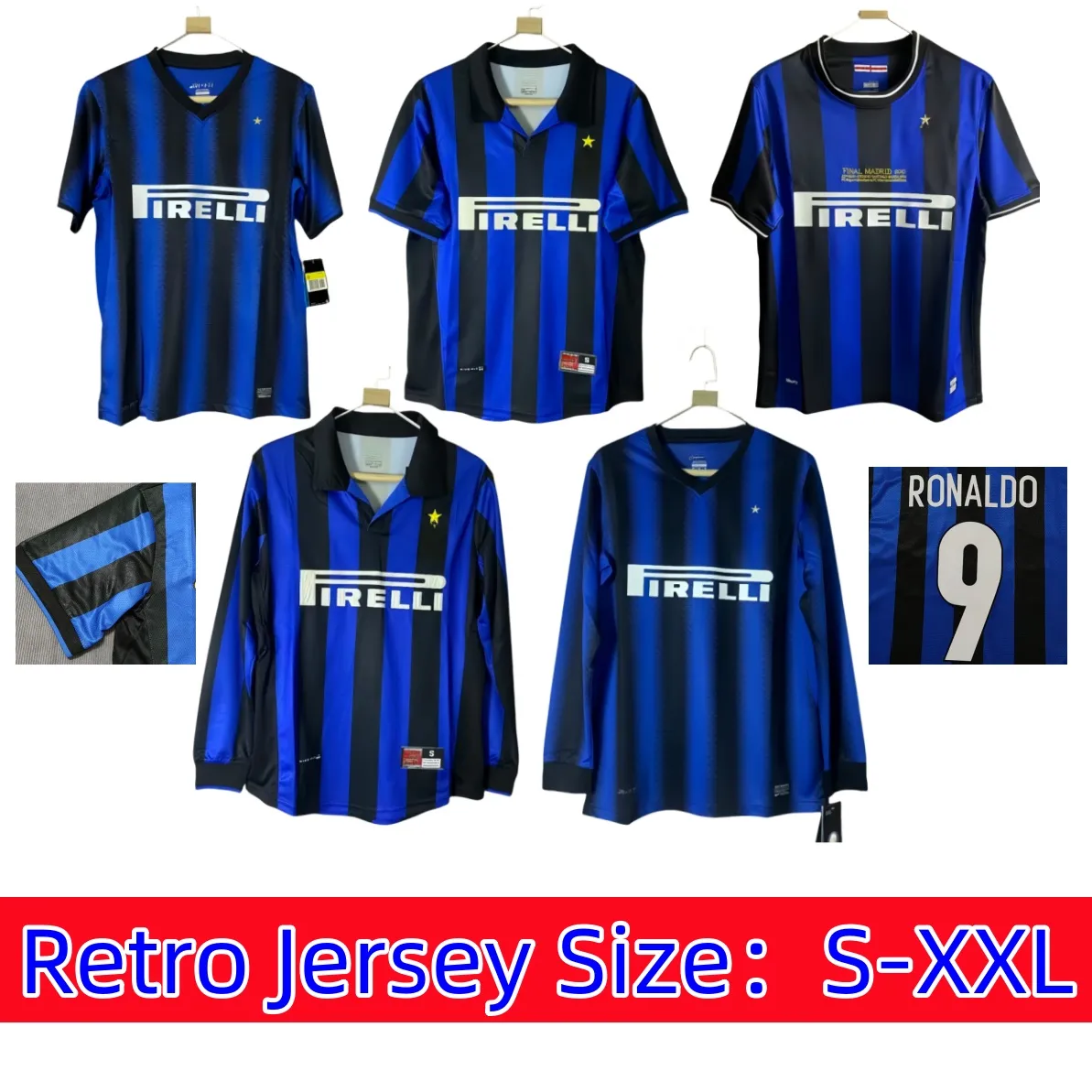 Inters Milans Retro Soccer Maglie Ronaldo Crespo Adrianomilito Sneijder J.zanetti Eto'o Vintage Classic Shirt da calcio