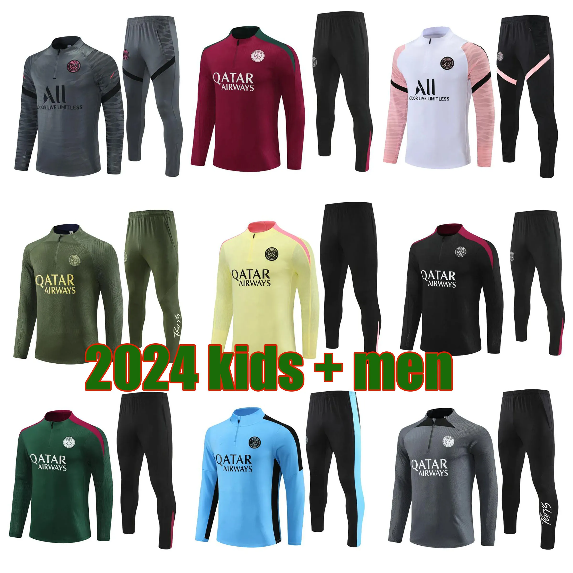 2024 25 PPSG 트랙 슈트 트랙 슈트 훈련 MBAPPE Chandal 21 22 23 24 25 Surtement Tuta Retro Futbol Psges Soccer Tracksuit Football Kid Men Kids Kit Kit