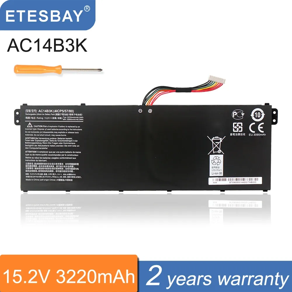 バッテリーetesbay AC14B3K Acer Aspire R5571T R5571TG S14 CB3511 SWIFT 3 SF31451 R 11 R3131T S14 15.2V 3220MAH