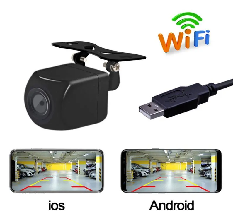 CARSANBO WIFI Trådlös bil Bakre vy omvänd säkerhetskopiering Kamera framifrån kamera USB strömförsörjning 5V ström med iOS Android Phone4322486