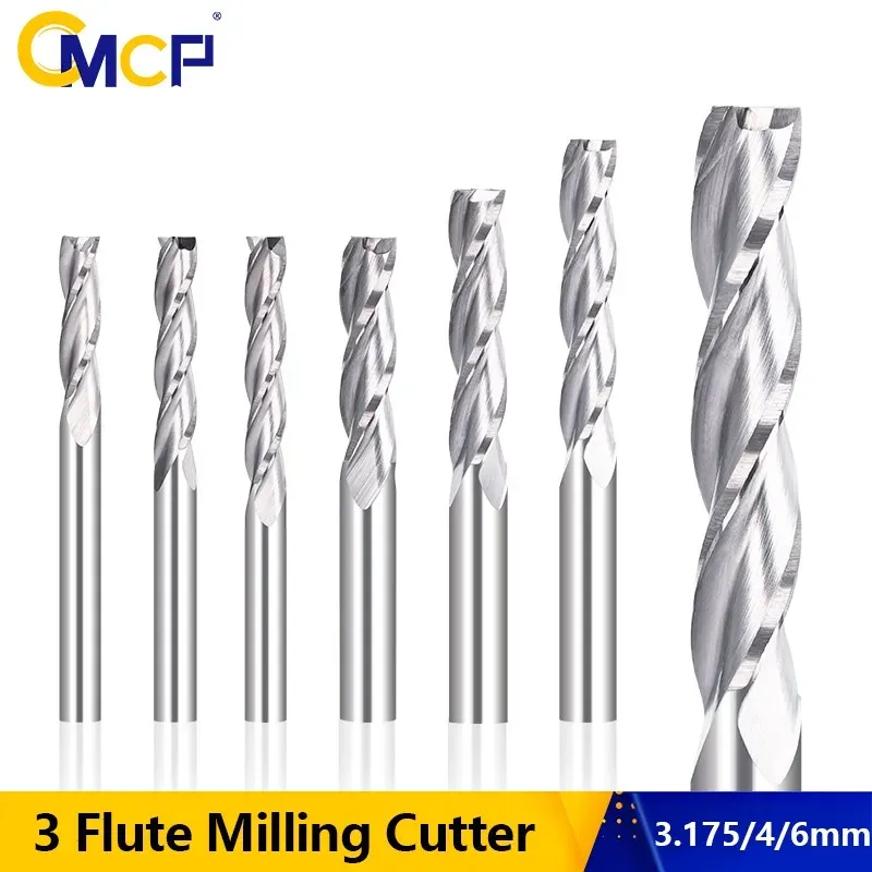 CMCP 3 FLUTE FLAT END MILLAGE 3.175 4 BITS ROUTER DE COUPTER CNC CNC CNC Bit pour le moulin
