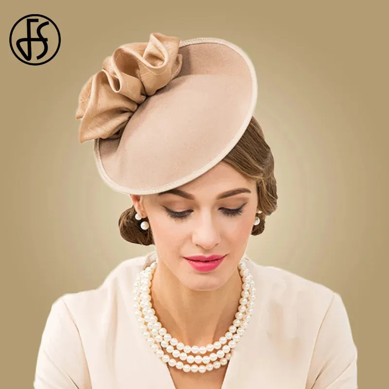 Fs British Hats Women Fascinator for Church 100% laine Pillbox chapeau noir Feel Fedora Vintage Flower Weddies Derby 240401